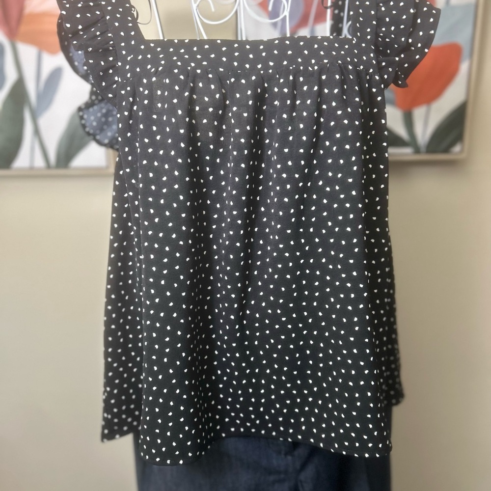 Elegant Black and White Polka Dot Blouse